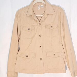 St. John's Bay Women's Beige Utility Jacket Size Large #146
